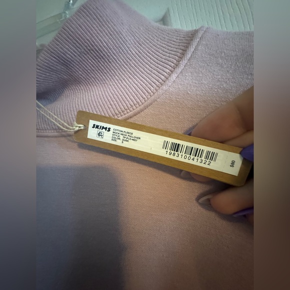 NWT SKIMS COTTON FLEECE MOCK NECK PULLOVER - Picture 4 of 4